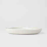 Onigiri Shaped Plate 25cm Shell White Glaze - Front View