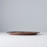 Plate Organic Flat 25.5cm Toffee Glaze - Side View