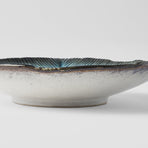 Bowl Shallow Leaf Shape 25cm Sky Blue Glaze