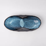 Organic Platter Oval 32cm Storm Glaze - Side View