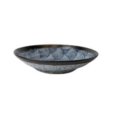 Pasta Bowl Open 23cm Blue Wave Design - Top-Down View