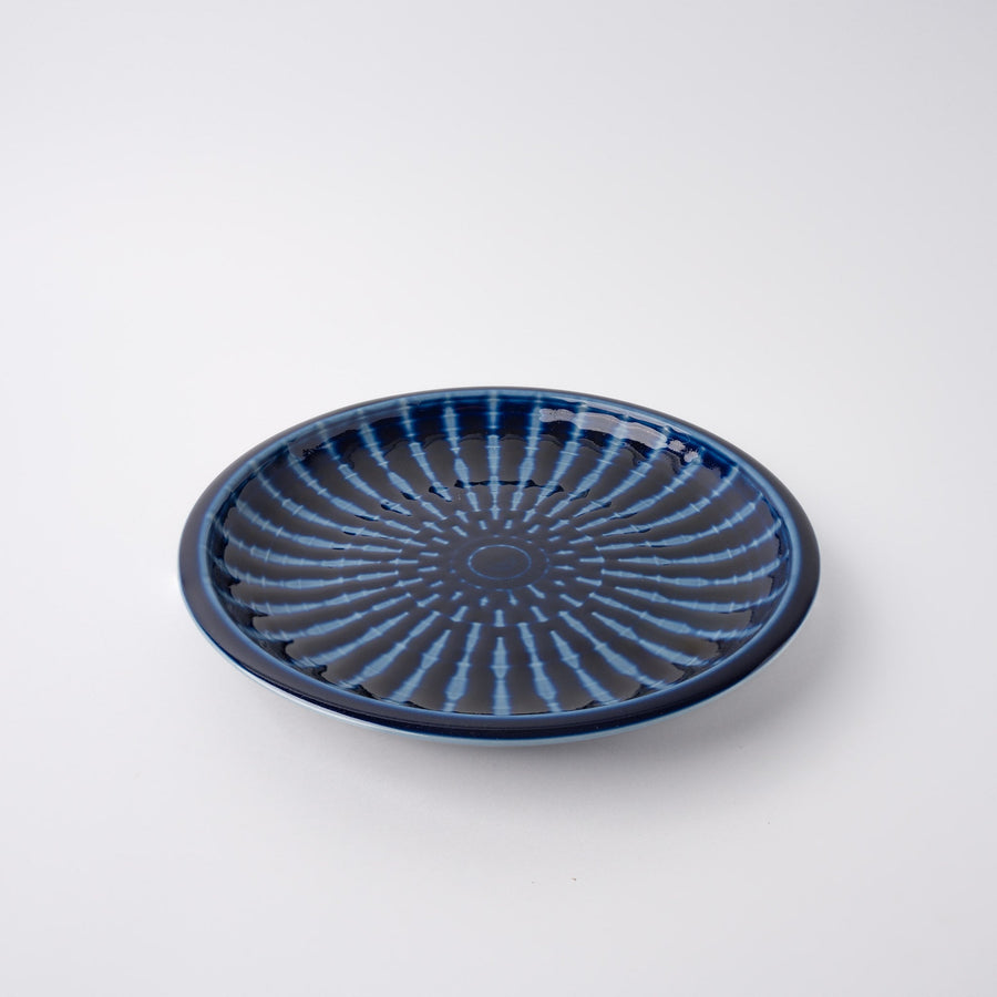 Plate Thick Edge 26cm Cobalt Rays Glaze