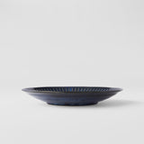 Dinner Plate 23cm Ridged Indigo Blue Glaze - Side View