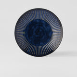 Dinner Plate 23cm Ridged Indigo Blue Glaze - Top-Down View