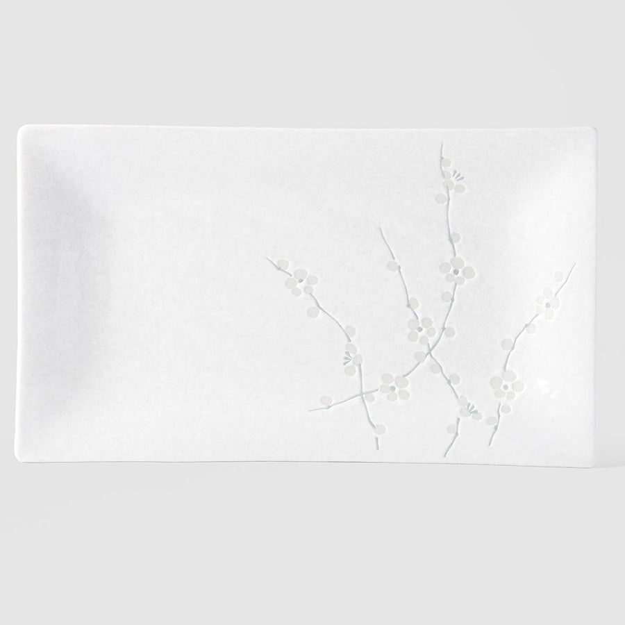 Platter Rectangular 33cm White Blossom Glaze