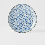 Side Plate Organic 19cm Blue Daisy Glaze - Top-Down View