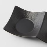 Two Section Sauce Dish Matt Black Glaze