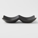 Two Section Sauce Dish Matt Black Glaze