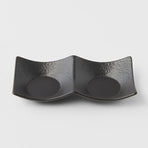 Two Section Sauce Dish Matt Black Glaze