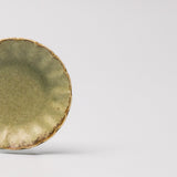 Sauce Dish 8cm Scallop Lime Fade Glaze - Front View