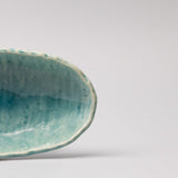 Sushi Plate 21cm Crackle Turquoise Glaze - Front View