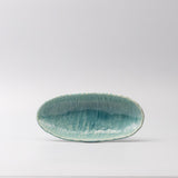 Sushi Plate 21cm Crackle Turquoise Glaze - Side View