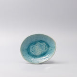 Plate Oval 15cm Crackle Turquoise Glaze - Side View