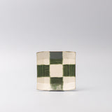 Saucer Reeded Oribe 12cm Checkerboard Glaze - Side View