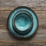 Bowl Organic 14.5cm Sky Blue Glaze - Front View
