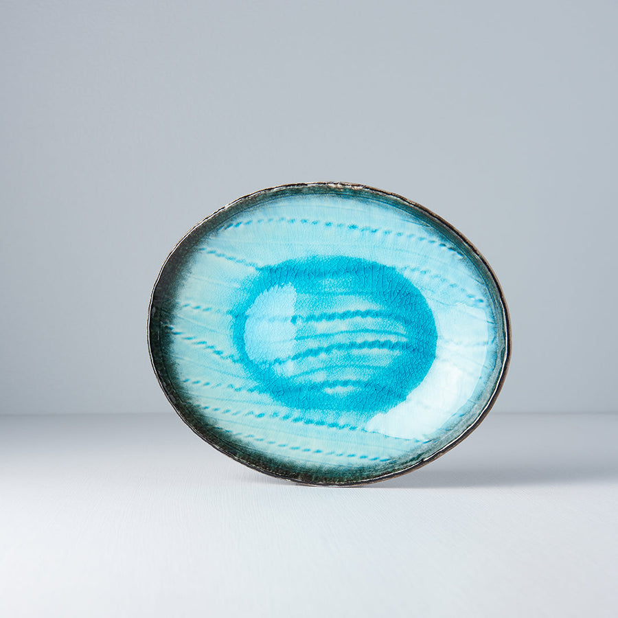 Plate Oval 24x20cm Sky Blue Glaze