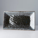 Platter Rectangular 33cm Black Pearl Glaze - Front View