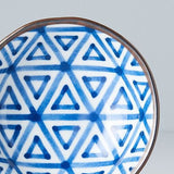 Sauce Dish 11cm Indigo Ikat Triangle Design - Front View