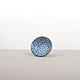 Sauce Dish 11cm Indigo Ikat Herringbone Design - Top-Down View