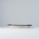Plate Rectangular 21.5x13.5cm Sky Blue Glaze - Side View