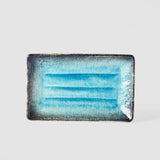 Plate Rectangular 21.5x13.5cm Sky Blue Glaze - Top-Down View