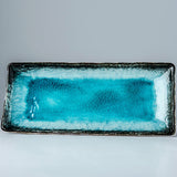 Plate Rectangular 28.5x 12cm Sky Blue Glaze - Front View