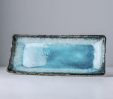 Plate Rectangular 28.5x 12cm Sky Blue Glaze - Side View