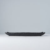 Plate Ibushi Rectangular 26.5cm Black Glaze - Side View