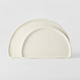 Half Moon Plate 21cm Ivory White Glaze - 45-Degree Angle