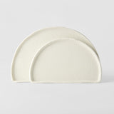 Half Moon Plate 27cm Ivory White Glaze - 45-Degree Angle