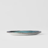 Plate Oval 22cm Sky Blue Glaze - Side View
