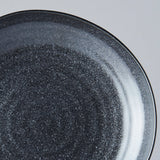 Dinner Plate Organic Shape 23cm Kanso Matt Black Glaze - Front View