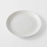 Dinner Plate 24.5cm White Spiral Glaze - Side View