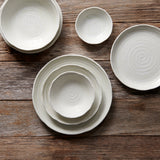 Dinner Plate 24.5cm White Spiral Glaze - Top-Down View
