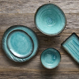 Bowl Deep Ikebana 22cm Sky Blue Glaze - Top-Down View