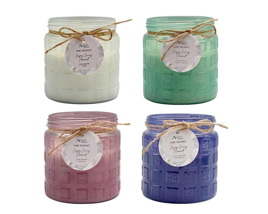 bulk 12 Scented Candle In Glass Jar 220G 4 Assort 11x12cm