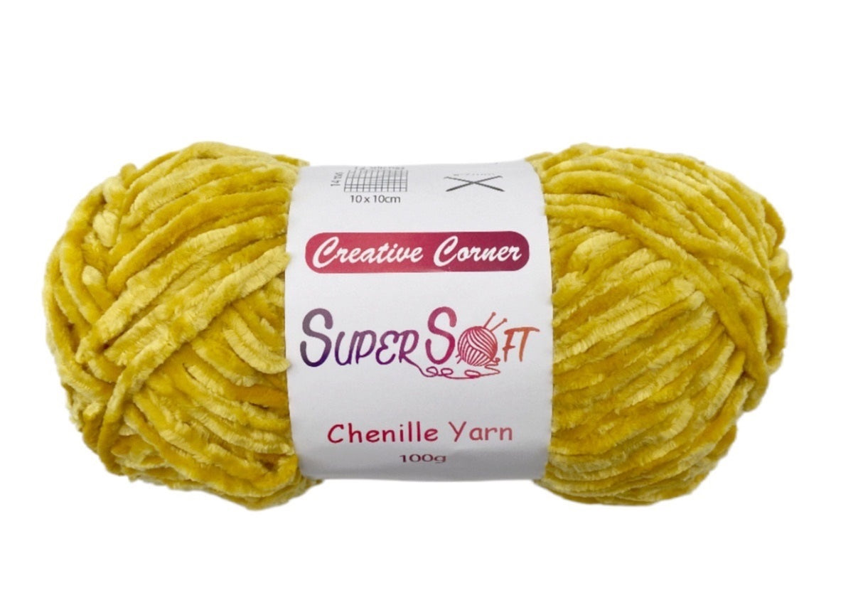 bulk 12 Yellow Super Soft Chenille Yarn 100G