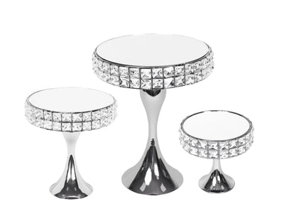Set 3 Diamond Style Mirror Cake Stand 39cm
