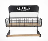 Wooden Kitchen Basket W Hanging Rail 35x35cm