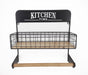 Wooden Kitchen Basket W Hanging Rail 35x35cm