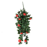 Hanging Red Rose Stem UV Resistant 85cm - Front View