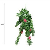 Hanging Pink Rose Stem UV Resistant 85cm - Side View