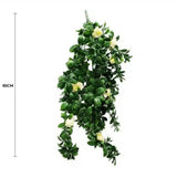 Hanging White Rose Stem UV Resistant 85cm - Front View