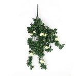 Hanging White Rose Stem UV Resistant 85cm
