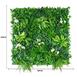 Luxury Snowy White Vertical Garden / Green Wall UV Resistant 100cm x 100cm - Front View