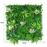 White Grassy Greenery Vertical Garden / Green Wall UV Resistant 100cm x 100cm - Front View