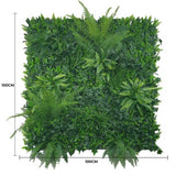 Jungle Fern Vertical Garden / Green Wall UV Resistant 1m X 1m - Front View