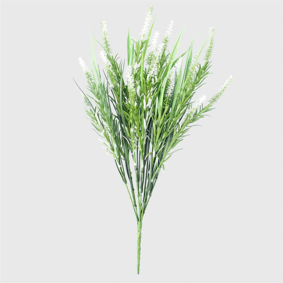 Long Artificial Lavender Stem (White) 50cm UV Resistant