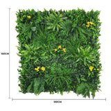 Yellow Rose Vertical Garden / Green Wall UV Resistant 100cm x 100cm - Front View