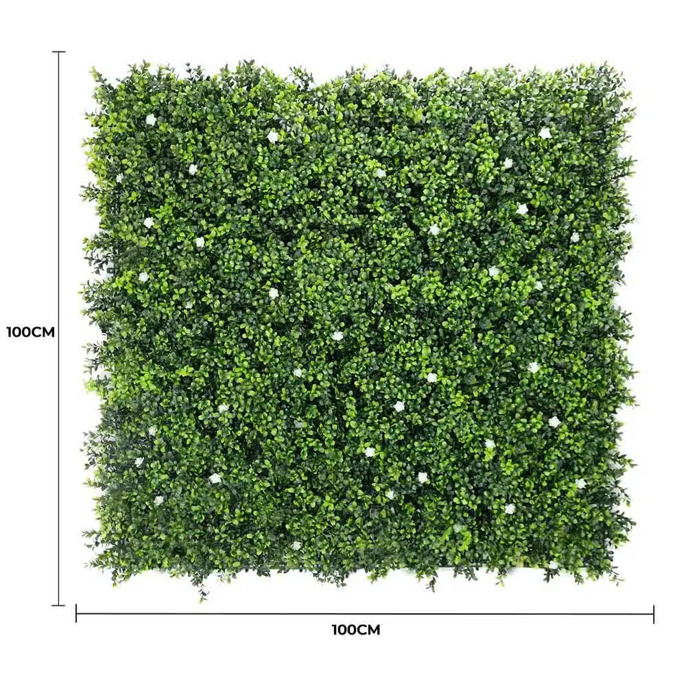 Luxury Flowering Artificial Buxus Hedge Panel UV Resistant Sample